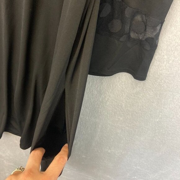 Nina Leonard Black Witchy Shift Dress Size 2X Short Cold Shoulder Swing NWT - Picture 9 of 12